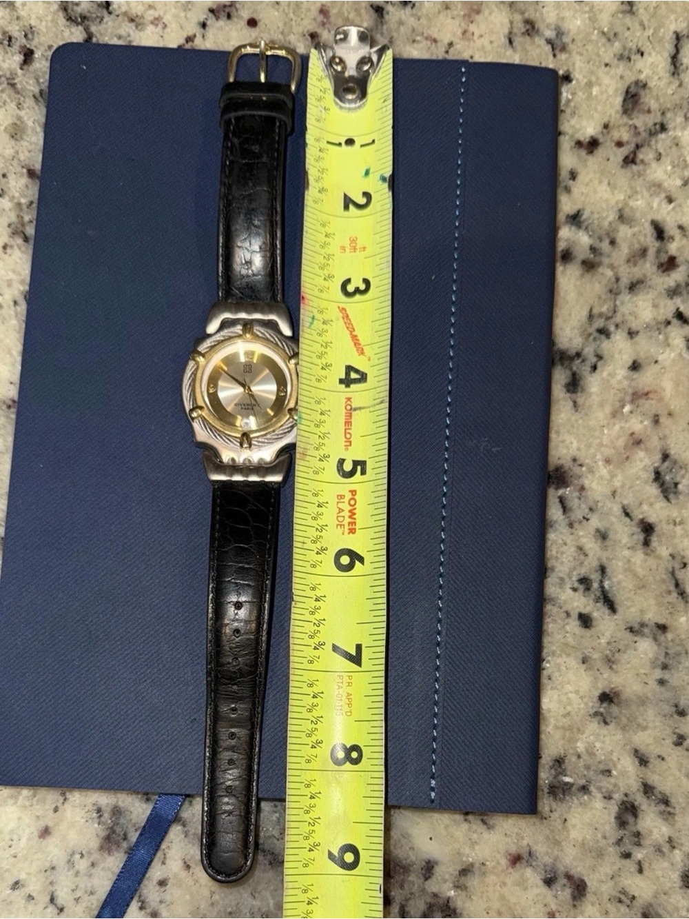 Vintage Givenchy Paris Two-Tone Gold and Silver Dial Watch with Black Leather - Picture 7 of 9